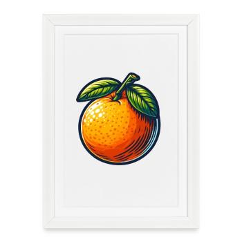 Orange tropical pop art - Affiche encadrée (27 × 37 cm) - blanc - Devant