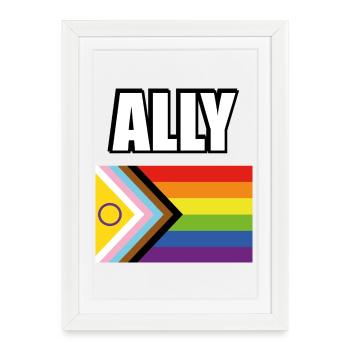 Inclusive Pride Flag Gay Ally - Framed poster (27 × 37 cm) - white - Front
