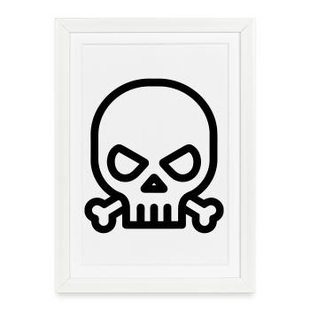 tête de mort pirate - Affiche encadrée (27 × 37 cm) - blanc - Devant