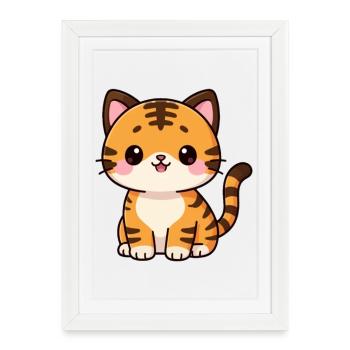 Cat Kawaii Tiger Cat Cat Gift Birthday - Framed poster (27 × 37 cm) - white - Front