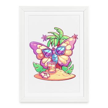 Vacances d’été de Butterfly - Affiche encadrée (27 × 37 cm) - blanc - Devant