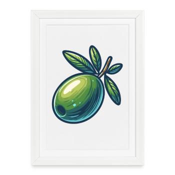Olive Stylisée Émeraude - Affiche encadrée (27 × 37 cm) - blanc - Devant