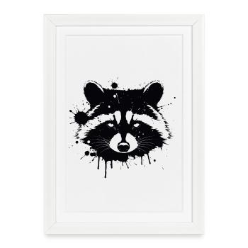 Raton Laveur Splash Noir - Affiche encadrée (27 × 37 cm) - blanc - Devant