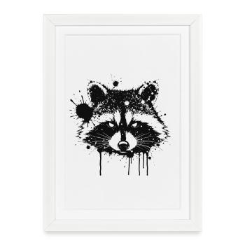 Raton laveur encre éclaboussée - Affiche encadrée (27 × 37 cm) - blanc - Devant
