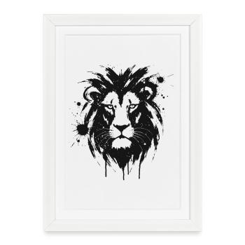 Black Lion Splatter Paint - Framed poster (27 × 37 cm) - white - Front
