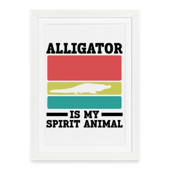 Alligator Vintage Spirit Animal - Affiche encadrée (27 × 37 cm) - blanc - Devant