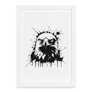 Aigle Splash Noir - Affiche encadrée (27 × 37 cm) - blanc - Devant