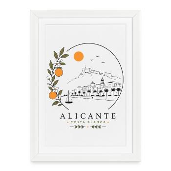 Alicante Küste - Gerahmtes Poster (27 × 37 cm) - Weiß - Vorne