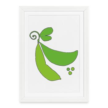 Silhouette de gousse de pois vert - Affiche encadrée (27 × 37 cm) - blanc - Devant