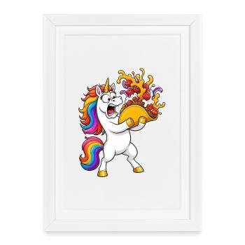 Funny Unicorn Taco Catastrophe - Framed poster (27 × 37 cm) - white - Front