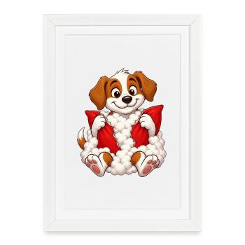 Guilty Puppy Pillow Explosion - Framed poster (27 × 37 cm) - white - Front