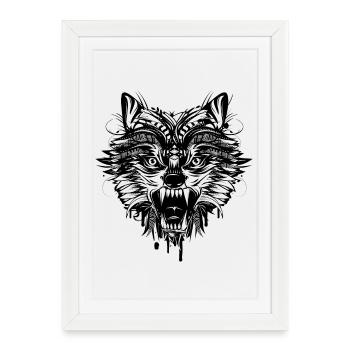 un loup dangereux - Affiche encadrée (27 × 37 cm) - blanc - Devant