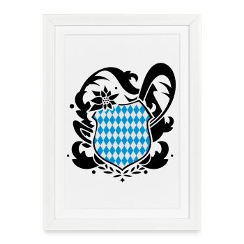 Un manteau d'armes de Bavière - Affiche encadrée (27 × 37 cm) - blanc - Devant