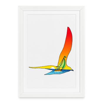 Voyage of a bird and a boat - Framed poster (27 × 37 cm) - white - Front