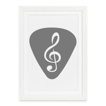 plektrum_notenschluessel - Gerahmtes Poster (27 × 37 cm) - Weiß - Vorne