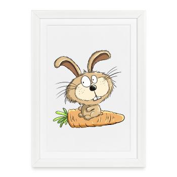 Rabbit With Carrot I Easter I Easter Comic - Framed poster (27 × 37 cm) - white - Front