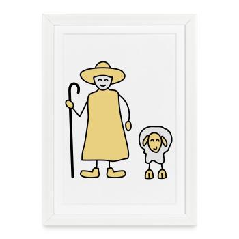 moutons - Affiche encadrée (27 × 37 cm) - blanc - Devant