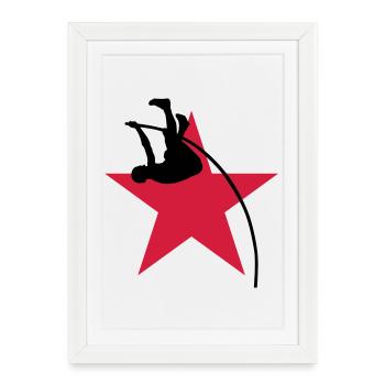 Saut à la Perche Sauteur Sport Sportif Athlète - Affiche encadrée (27 × 37 cm) - blanc - Devant