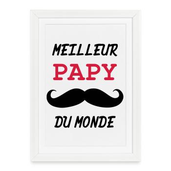 Papy - Famille - Bébé - Naissance - Enfant - Affiche encadrée (27 × 37 cm) - blanc - Devant
