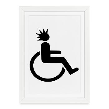 Wheelchair user with punk haircut # - Framed poster (27 × 37 cm) - white - Front