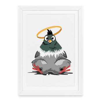 Thick Dove Funny Halo Comic Cartoon - Framed poster (27 × 37 cm) - white - Front
