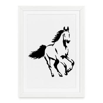 Cheval Animal Étalon Mare Poulain - Affiche encadrée (27 × 37 cm) - blanc - Devant