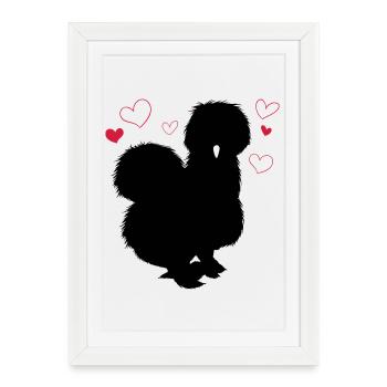 Poule en soie - Affiche encadrée (27 × 37 cm) - blanc - Devant