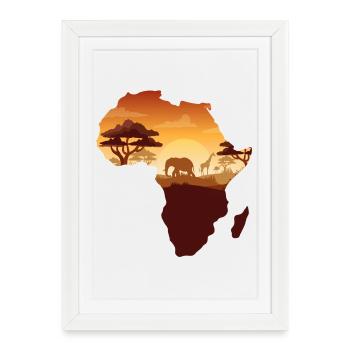 Carte du safari africain - Affiche encadrée (27 × 37 cm) - blanc - Devant