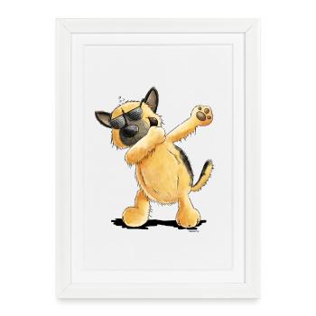 Dab Dance German Shepherd - Framed poster (27 × 37 cm) - white - Front