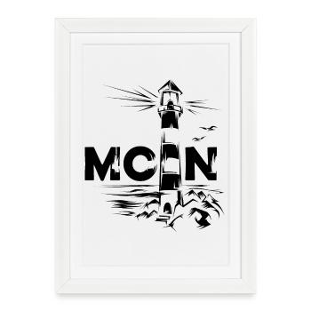 moin ostsee leuchtturm lighthouse symbol Nordsee - Gerahmtes Poster (27 × 37 cm) - Weiß - Vorne