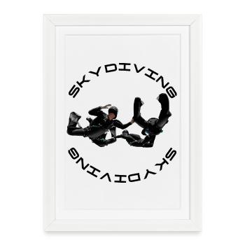 parachutisme - Affiche encadrée (27 × 37 cm) - blanc - Devant