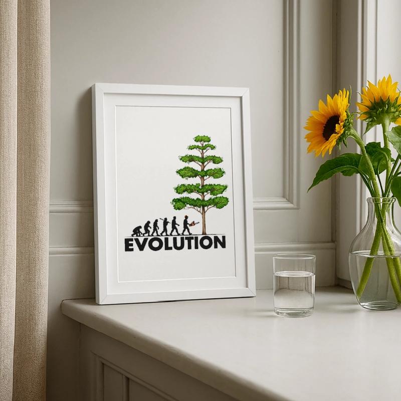 Tronçonneuse Evolution Grey Big Tree Affiche encadrée (27 × 37 cm)