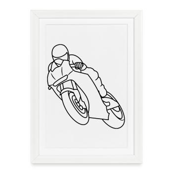 Wheelie à la course de moto - sombre - Affiche encadrée (27 × 37 cm) - blanc - Devant