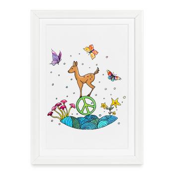Illustration mignonne de paix fauve - Affiche encadrée (27 × 37 cm) - blanc - Devant