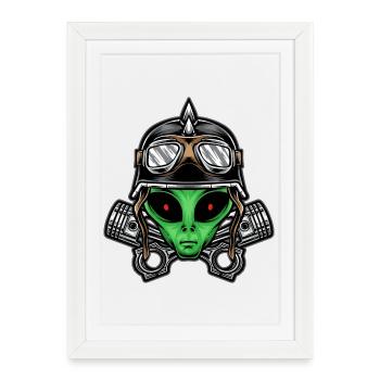 Alien vert - Affiche encadrée (27 × 37 cm) - blanc - Devant