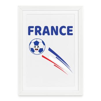 Ballon de Foot Kawaii aux Couleurs de la France - Affiche encadrée (27 × 37 cm) - blanc - Devant