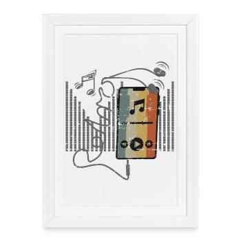 Lecteur de musique rétro - Affiche encadrée (27 × 37 cm) - blanc - Devant