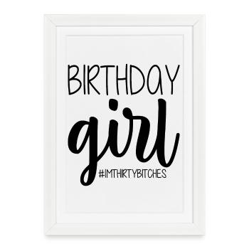 Fille d’anniversaire - Affiche encadrée (27 × 37 cm) - blanc - Devant