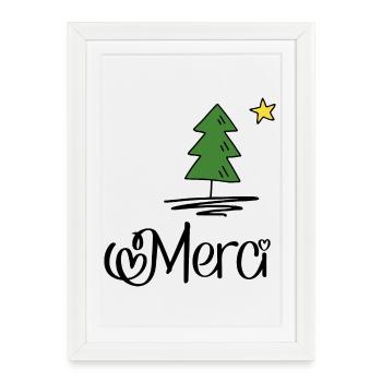 Merci for Christmas - Framed poster (27 × 37 cm) - white - Front
