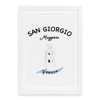 Phare de Venise, Île Majeure de San Giorgio - Affiche encadrée (27 × 37 cm) - blanc - Devant