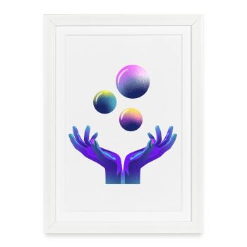 graphique, univers, planète - Affiche encadrée (27 × 37 cm) - blanc - Devant