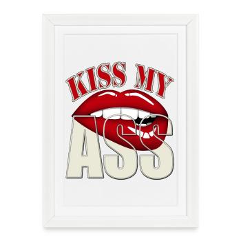 Kiss my ass - Framed poster (27 × 37 cm) - white - Front