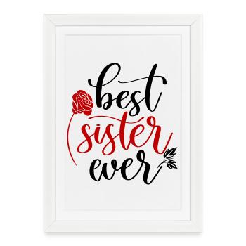 meilleure soeur de tous les temps, Rose - Affiche encadrée (27 × 37 cm) - blanc - Devant