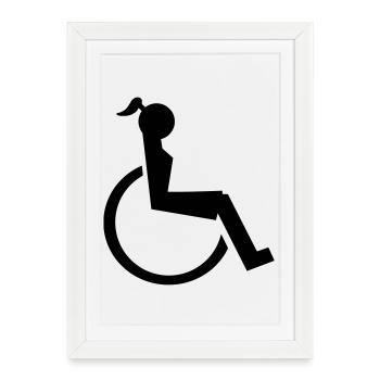 Logo of lady or girl in wheelchair. Image* - Framed poster (27 × 37 cm) - white - Front