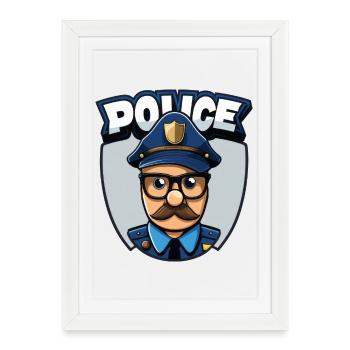 Policier, Police - Affiche encadrée (27 × 37 cm) - blanc - Devant