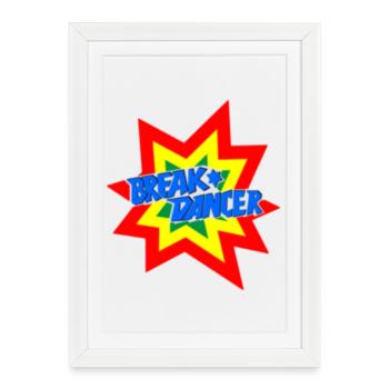 Lively breakdancer motif design - Framed poster (27 × 37 cm) - white - Front