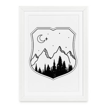 Montagne sauvage - Affiche encadrée (27 × 37 cm) - blanc - Devant