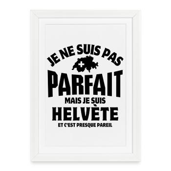 Suisse, Suisse humour, Helvète - Affiche encadrée (27 × 37 cm) - blanc - Devant