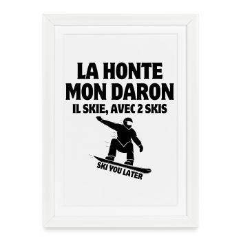 ski, ski humour, faire du ski - Affiche encadrée (27 × 37 cm) - blanc - Devant