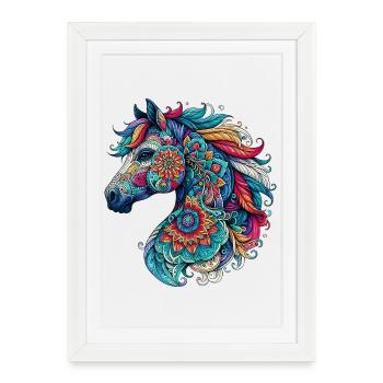 Cheval décoré de Mandalas - Affiche encadrée (27 × 37 cm) - blanc - Devant